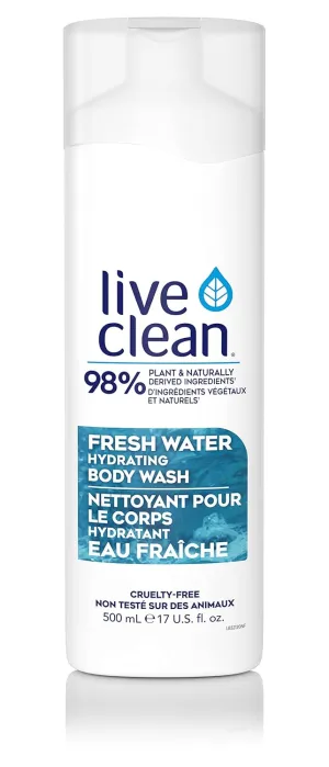 Live Clean Body Wash, Hydrating Fresh Water, 17 Oz