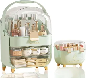 Lovelyday Makeup Organizer & Skincare Organizers, Cosmetic Organizer Box for Countertop with Lid & 3 Drawers,Cosmetics Skincare withTeen Girl Gifts Trendy Stuff Make up Organizers for Vanity