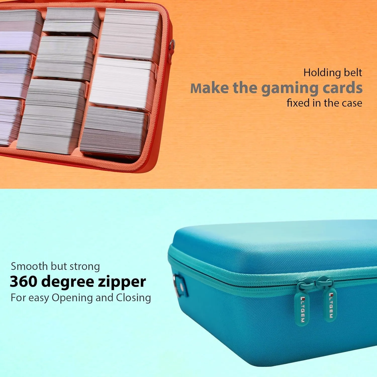 LTGEM Card Game Case Compatible with Cards Against Humanity/Magic the Gathering/UNO/Pokemen/Baseball/Football Cards 3000 , Trading Card Storage Box with 6 Dividers and Shoulder Strap, Pink