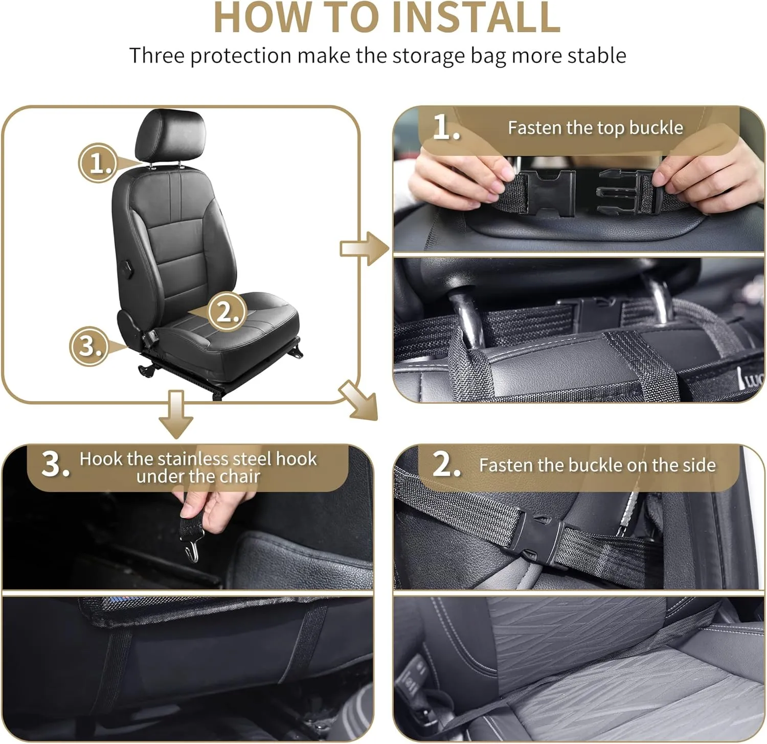 LUCMO Car Backseat Organizer with Touch Screen Tablet Holder,9 Storage Pockets Storage Organizer,Protectors Kick Mats Travel Accessories (Black, 2 Pack with Food Tray)