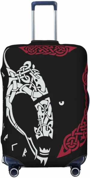 Luggage Cover For Travel Old Vikings Norse Mythology Rune Odin Bear–dustproof Ideal For Travel 20-28 Inch.