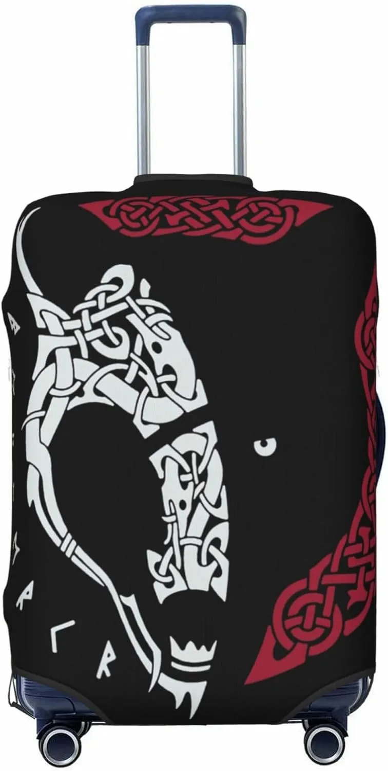 Luggage Cover For Travel Old Vikings Norse Mythology Rune Odin Bear–dustproof Ideal For Travel 20-28 Inch.