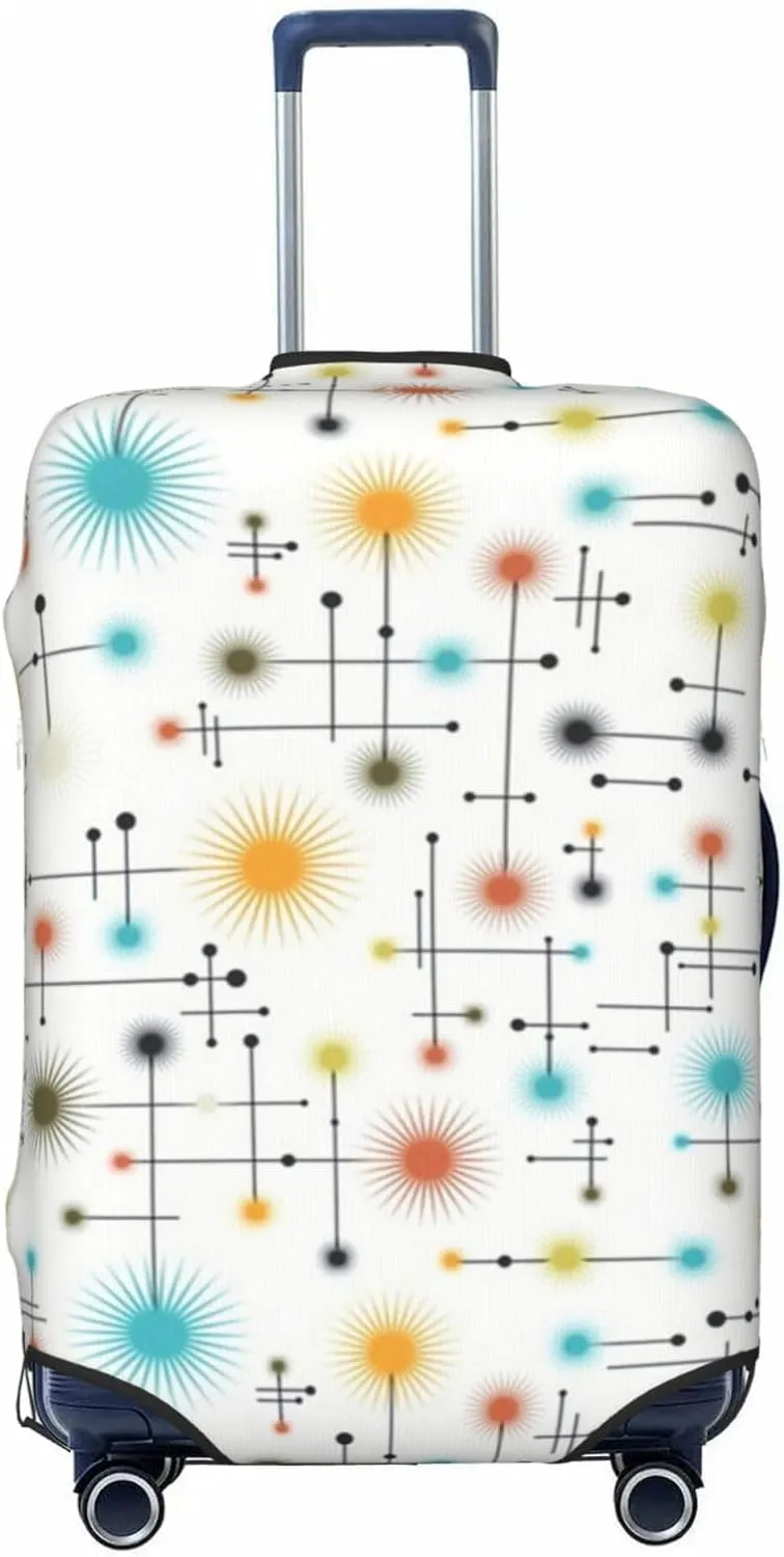 Luggage Cover For Travel Vintage Modern Mid Century Atomic Lines Star– High Elasticity Ideal For Travel 20-28 Inch.