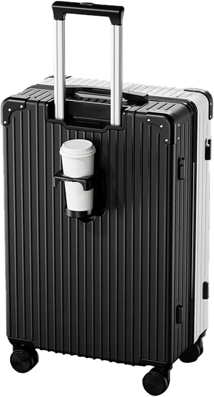 Luggage With Cup Holder, Space Separation Design, Hard Shell Trolley Case, Dustproof And Waterproof, For Going On A Trip, Learn (Color : 20 Rack, Size : Black White)