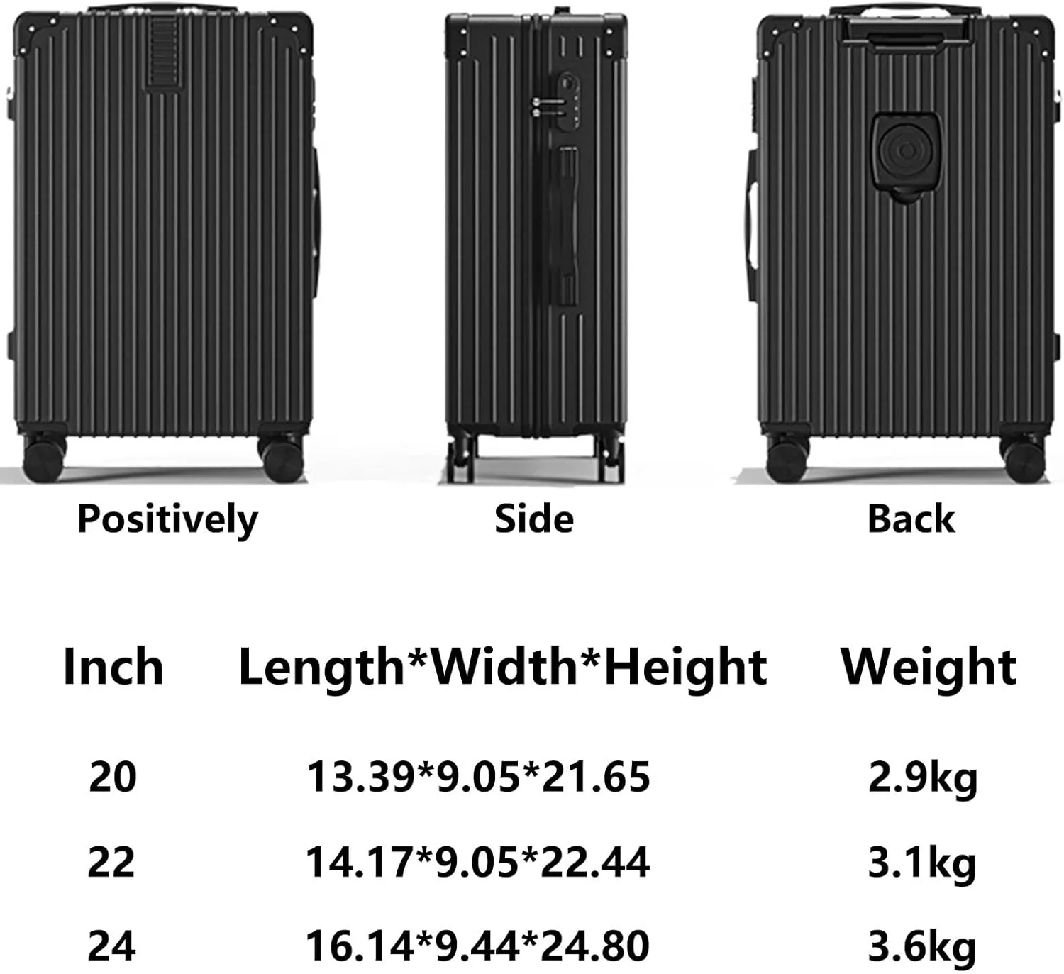 Luggage With Cup Holder, Space Separation Design, Hard Shell Trolley Case, Dustproof And Waterproof, For Going On A Trip, Learn (Color : 22 Rack, Size : Black White)