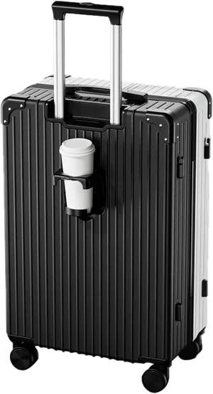 Luggage With Cup Holder, Space Separation Design, Hard Shell Trolley Case, Dustproof And Waterproof, For Going On A Trip, Learn (Color : 22 Rack, Size : Black White)