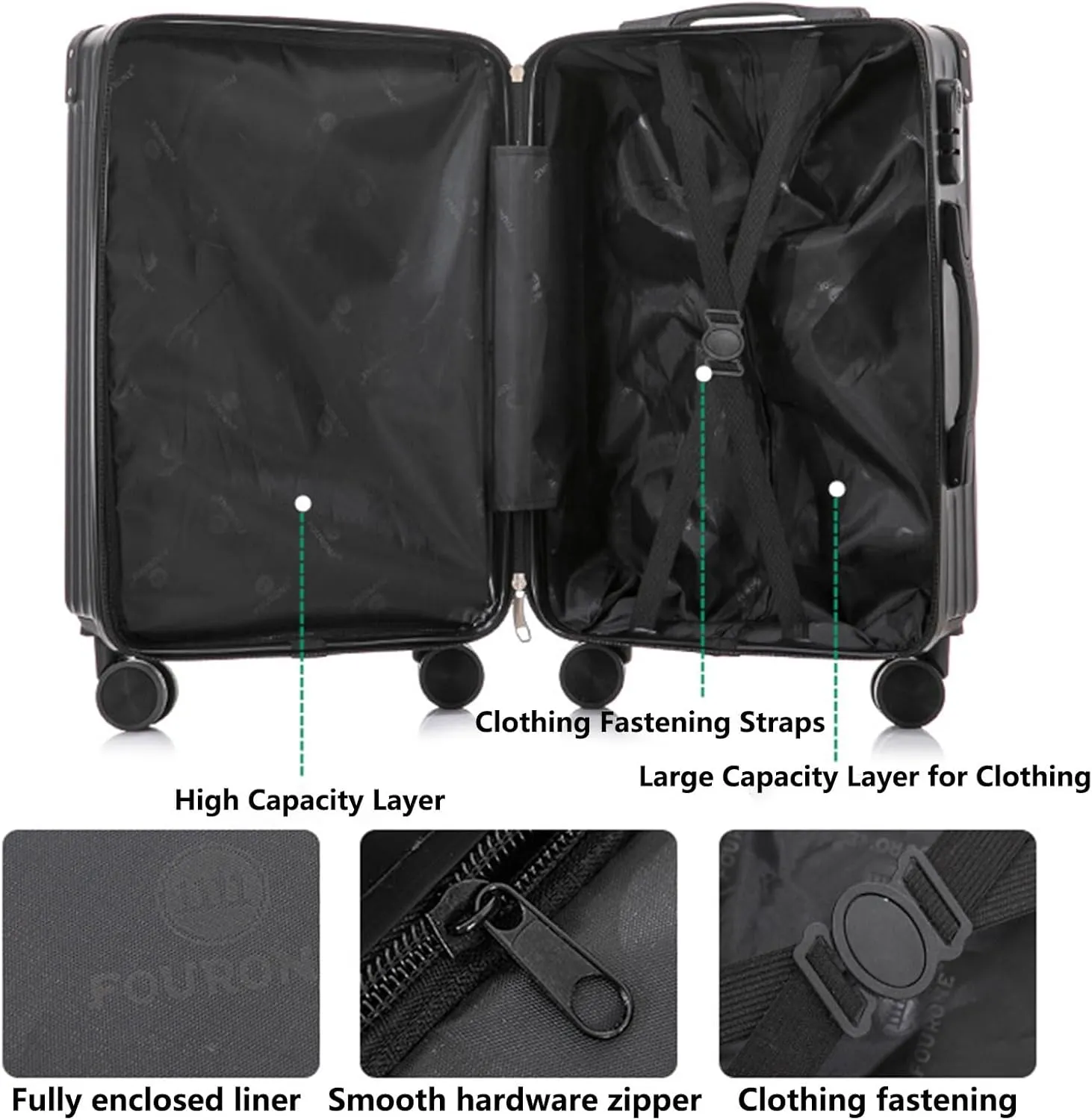 Luggage With Cup Holder, Space Separation Design, Hard Shell Trolley Case, Dustproof And Waterproof, For Going On A Trip, Learn (Color : 22 Rack, Size : Black White)