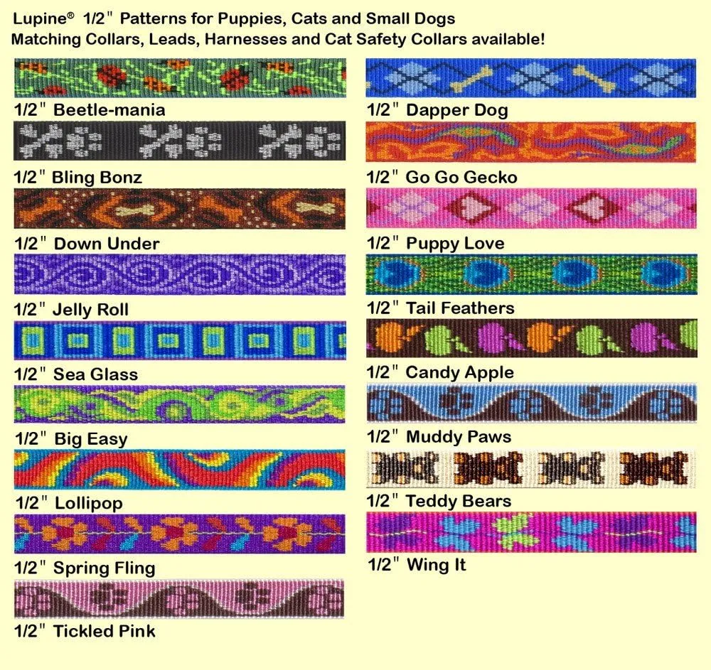 LupinePet Originals 1/2" Tail Feathers 12-20" Adjustable Roman Dog Harness for Small Dogs