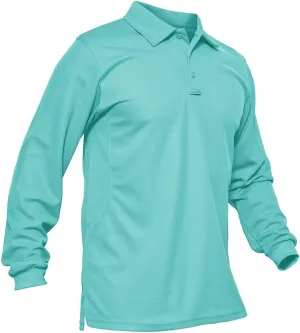 MAGCOMSEN Men's Polo Shirts 3 Button Quick Dry Performance Long Sleeve Tactical Shirts Pique Jersey Golf Shirt