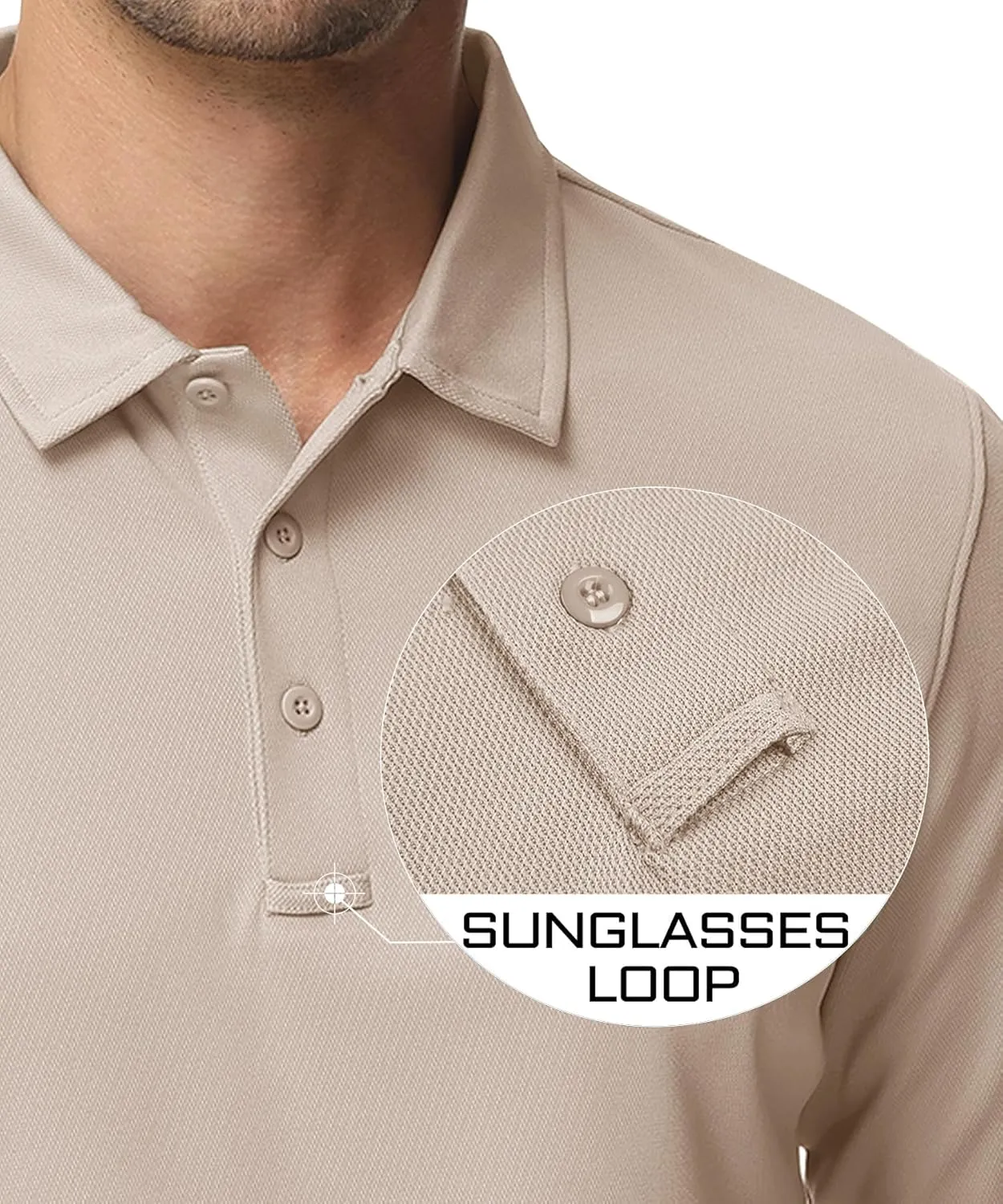 MAGCOMSEN Men's Polo Shirts 3 Button Quick Dry Performance Long Sleeve Tactical Shirts Pique Jersey Golf Shirt