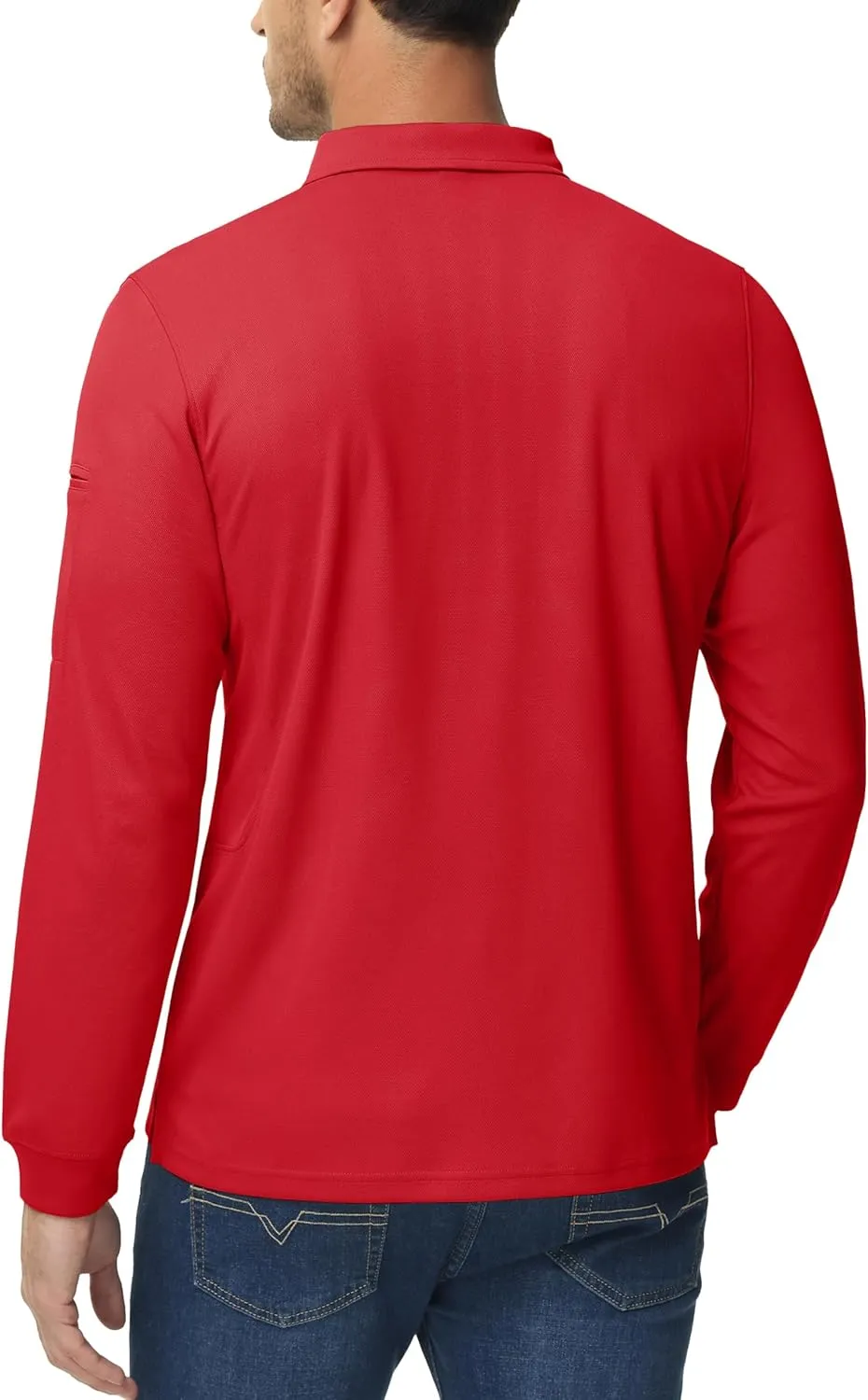 MAGCOMSEN Men's Polo Shirts 3 Button Quick Dry Performance Long Sleeve Tactical Shirts Pique Jersey Golf Shirt