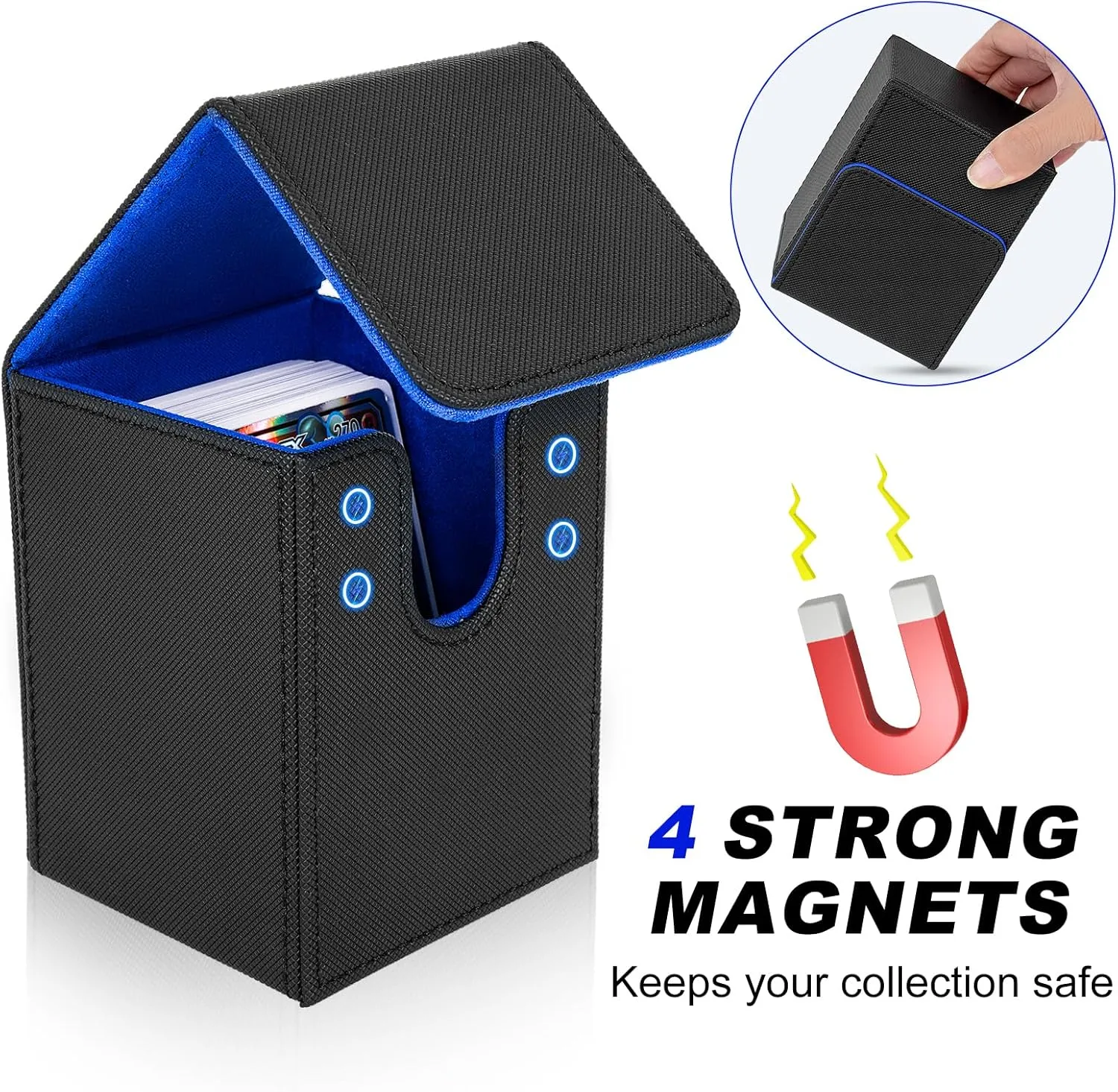 Magic Card Storage Box, Deck Box Compatible with MTG Cards, Up to 100  TCG Cards, Card Box with 2 Card Dividers, Compatible with TCG Commander PTCG Cards (Black)