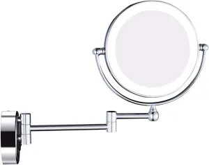 Makeup Mirror with LED Light Bathroom Extendable Wall-Mounted Vanity Shaving Mirror with Switch Plug (Color : Cromo, Size : 3X)