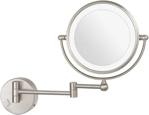 Makeup Mirror with LED Light Bathroom Extendable Wall-Mounted Vanity Shaving Mirror with Switch Plug(Nickel,5X)