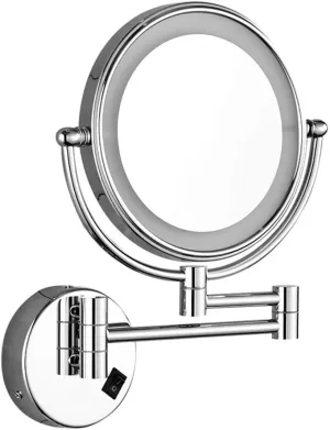 Makeup Mirror with Light Toilet Bathroom Folding Teles Rotatable Double Side Beauty Magnifying Metal Mirror (Color : Cromo, Size : 10X) (Cromo 10X)