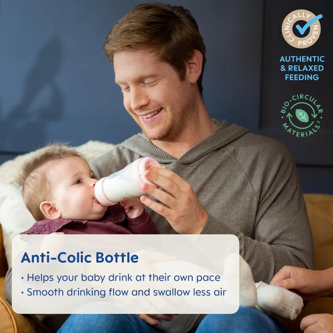 MAM 9oz Easy Start Anti-Colic Baby Bottles, Medium Flow, Breastfeeding-Like Silicone Nipple Bottle, Reduces Colic, Gas, & Reflux, Easy-to-Clean, BPA-Free, Colors May Vary
