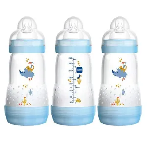 MAM 9oz Easy Start Anti-Colic Baby Bottles, Medium Flow, Breastfeeding-Like Silicone Nipple Bottle, Reduces Colic, Gas, & Reflux, Easy-to-Clean, BPA-Free, Colors May Vary