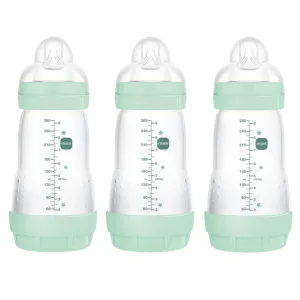 MAM 9oz Easy Start Anti-Colic Baby Bottles, Medium Flow, Breastfeeding-Like Silicone Nipple Bottle, Reduces Colic, Gas, & Reflux, Easy-to-Clean, BPA-Free, Colors May Vary
