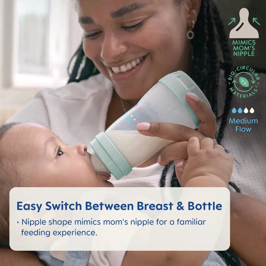 MAM 9oz Easy Start Anti-Colic Baby Bottles, Medium Flow, Breastfeeding-Like Silicone Nipple Bottle, Reduces Colic, Gas, & Reflux, Easy-to-Clean, BPA-Free, Colors May Vary