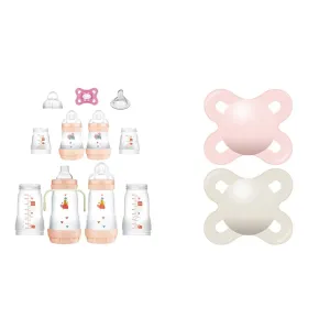 MAM Grow with Baby 15-Piece Gift Set, Newborn 0-4 Months, Anti-Colic Bottles and Silicone & Original Start Matte Newborn Baby Pacifier, Best Pacifier for Breastfed Babies, Sterilizer Case