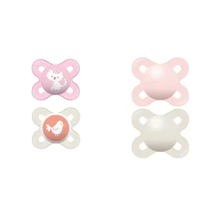 MAM Original Start Newborn Baby Pacifier 2 Count & MAM Start Matte Newborn Pacifier 2 Pack for Breastfed Babies with Self Sterilizing Case, Girl, 0-3 Months