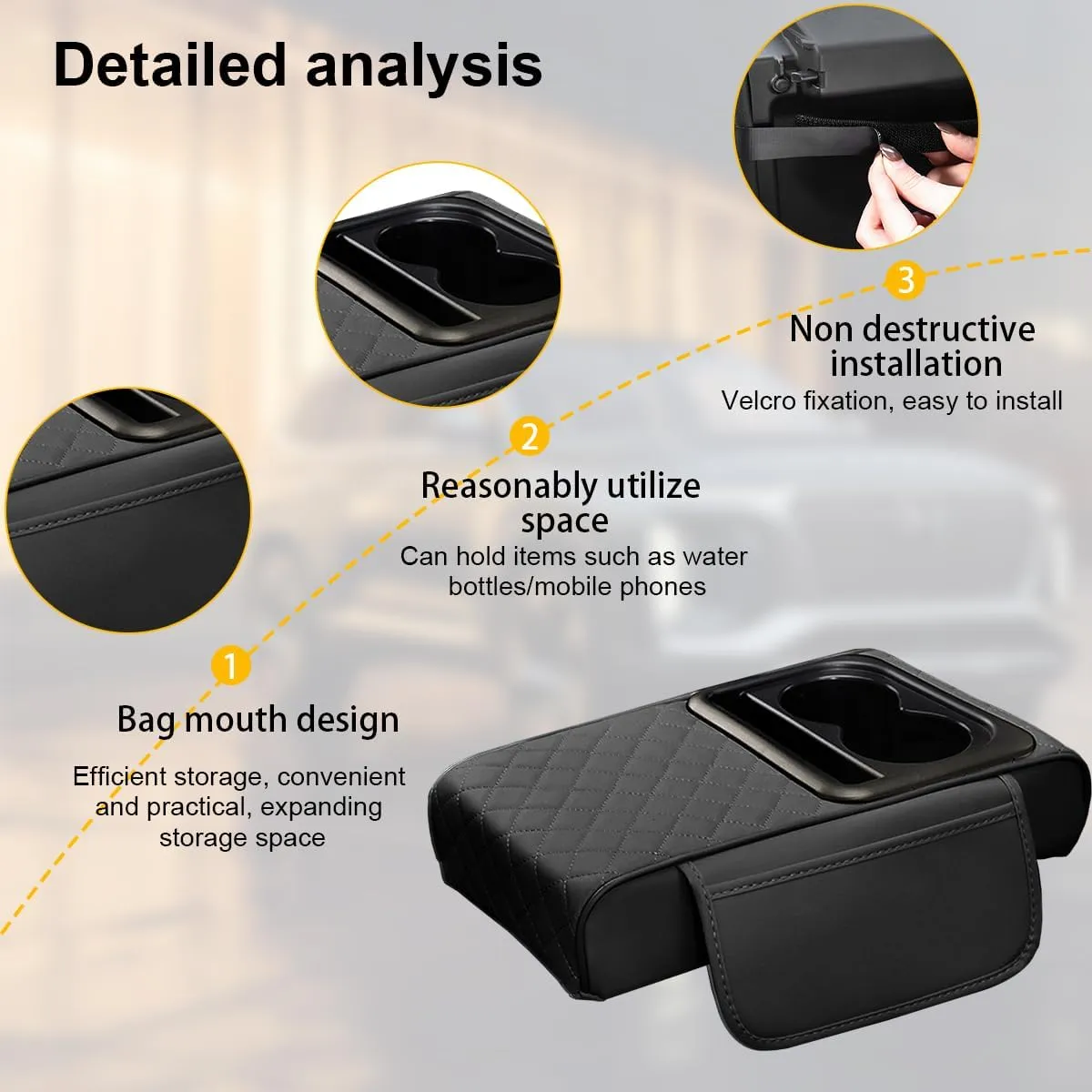 Mandark Car Center Console Armrest Pillow, Leather Memory Foam Auto Arm Rest Box Cover with Storage Bag, Waterproof Automotive Interior Elbow Protector Accessories, Universal Fit (Black)