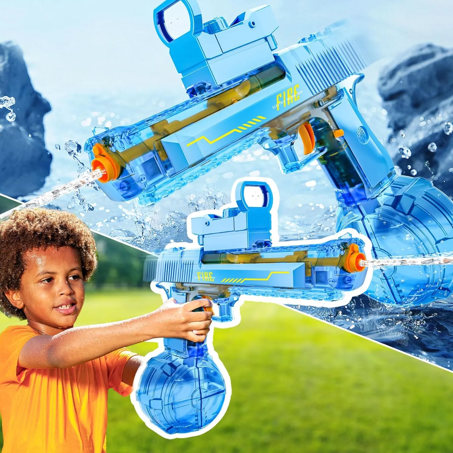 Manual Automatic Integrated Electric Water Guns with 520 Ammos - 36FT Transparent Automatic Squirt Guns Powerful Water Guns Strongest Water Blaster Summer Pool Toys for Kids & Adult