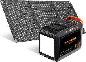 MARBERO 111Wh Solar Generator with Solar Panel Included Portable Power Station 120W with Foldable Panel 30W Set for Camping Outdoor Hiking Fishing Emergency