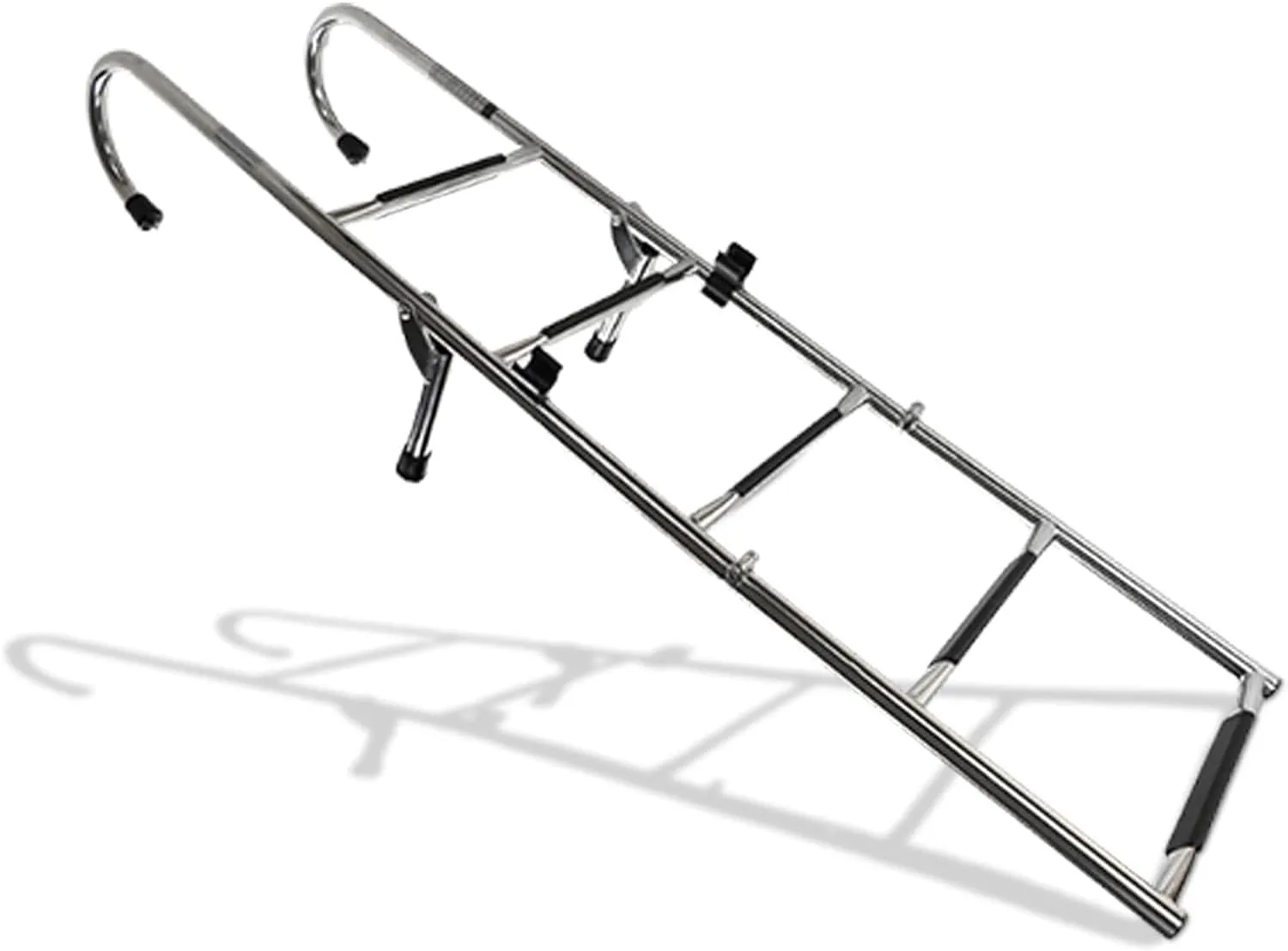 MARINE CITY Stainless Steel Sleek Compact Durable and Sturdy Telescoping 400lb Limit Folding Ladder Easy Install for Boat Pontoon RV Ship (2 Step 3 Step)