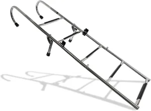 MARINE CITY Stainless Steel Sleek Compact Durable and Sturdy Telescoping 400lb Limit Folding Ladder Easy Install for Boat Pontoon RV Ship (2 Step 3 Step)