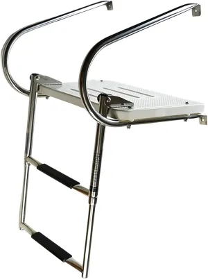 MARINE CITY Swim Telescoping Folding Ladder – 304 Stainless Steel, Anti-Slip, Corrosion-Resistant, 400lb Capacity, Compact & Easy to Store, for Marines, Boats, Yachts, Swimming Pools