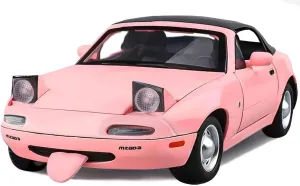 Mazda Miata MX5 Toy Car 1/24 Diecast Model Cars, MX-5 Car Toys for Kids Age 4-8 Miata Gift for Adults,Pull Back rc Sports car with Lighting & Sound Collection(Pink)