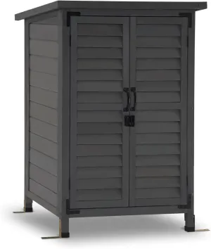 MCombo Outdoor Storage Cabinet, Small Storage Shed with Removable Shelf, Wood Garden Shed with 2 Doors for Yard Patio Lawn (24.6 x 18.3 x 38.2 inch) 0985 (Grey)