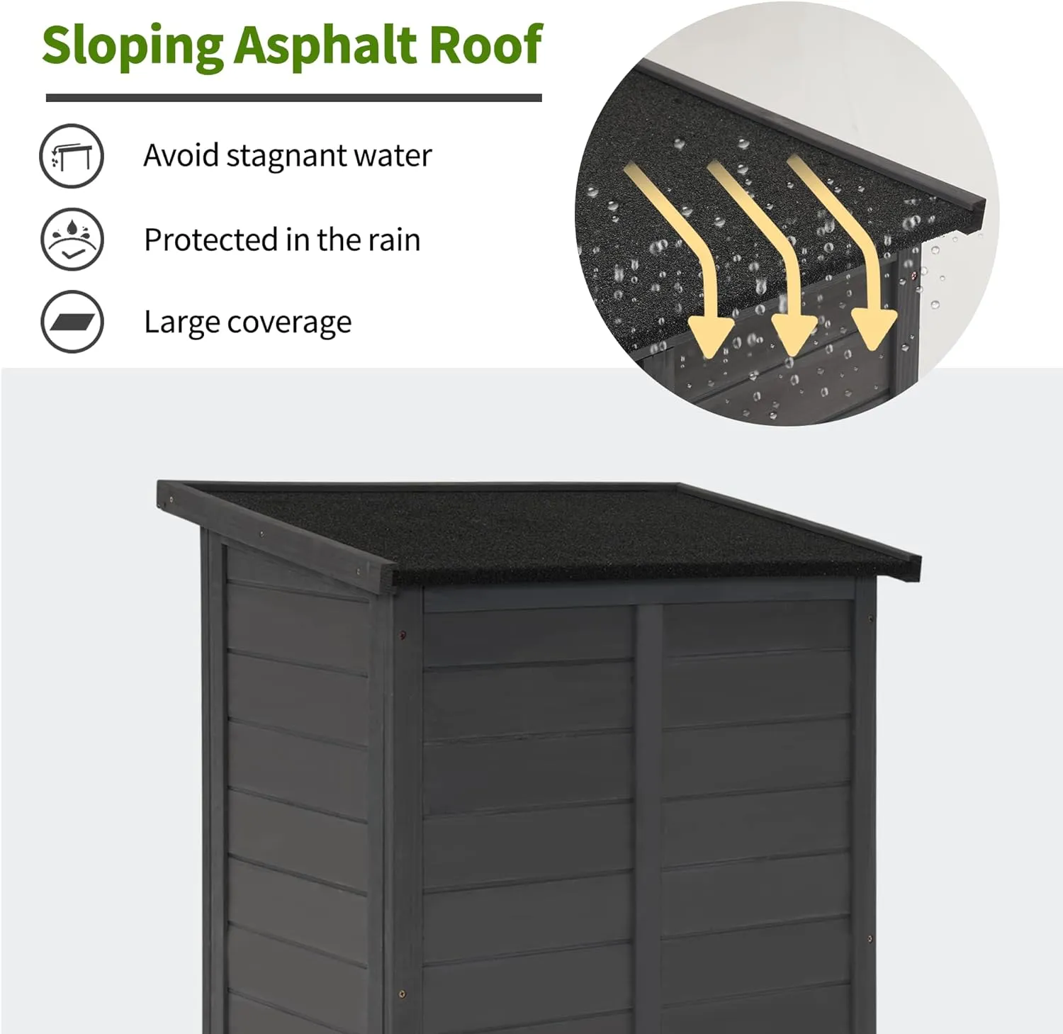 MCombo Outdoor Storage Cabinet, Small Storage Shed with Removable Shelf, Wood Garden Shed with 2 Doors for Yard Patio Lawn (24.6 x 18.3 x 38.2 inch) 0985 (Grey)
