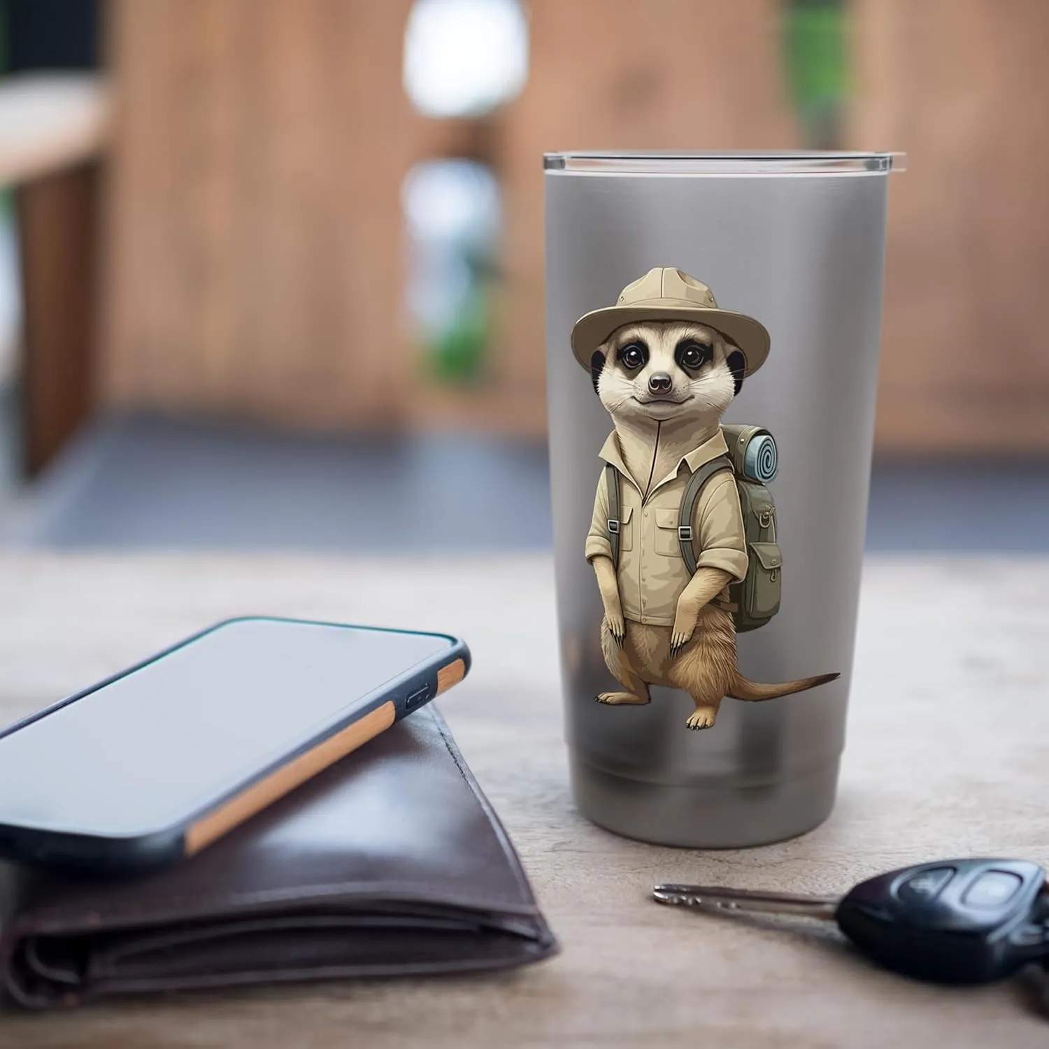 Meerkat Safari Guide Funny Kalahari Desert Camping Stainless Steel Insulated Tumbler