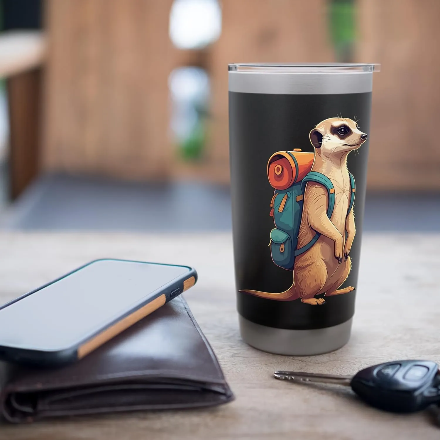 Meerkat Safari Guide Funny Kalahari Desert Camping Stainless Steel Insulated Tumbler