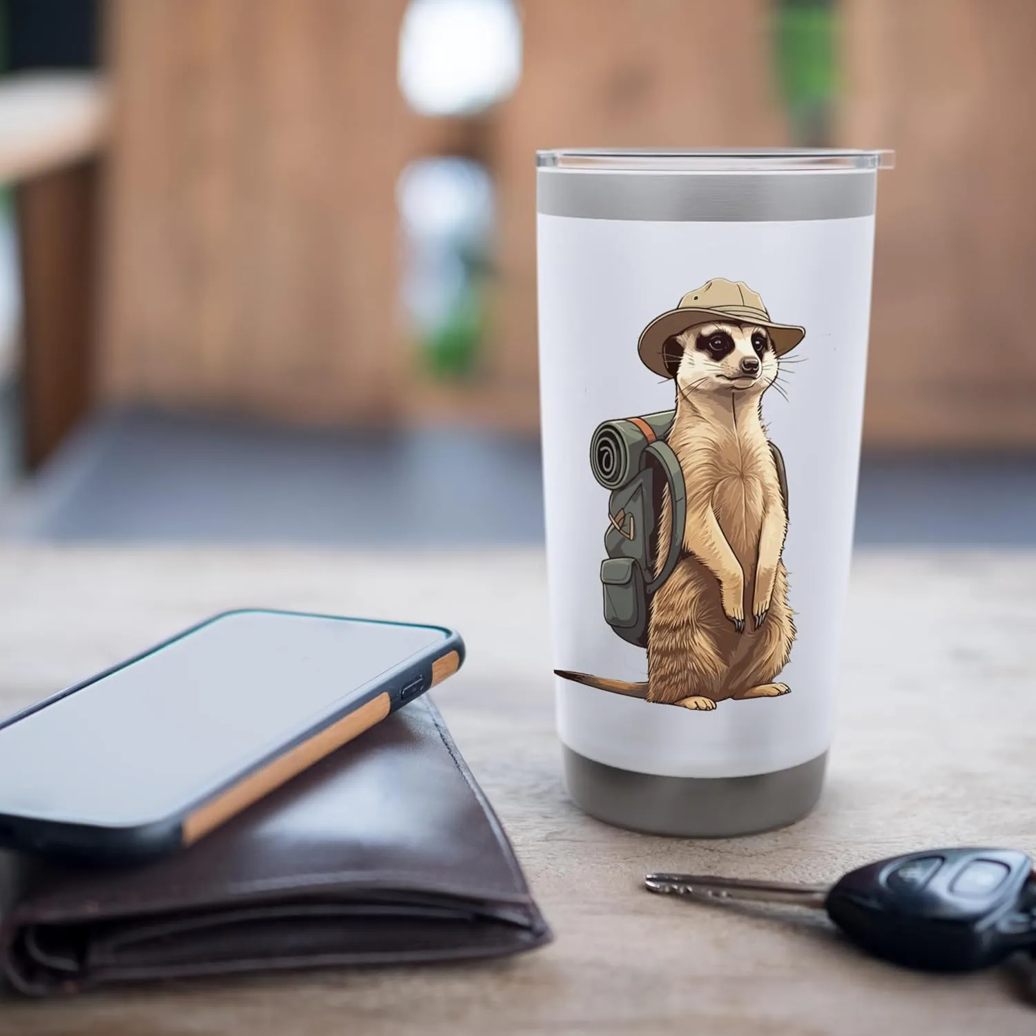 Meerkat Safari Guide Funny Kalahari Desert Camping Stainless Steel Insulated Tumbler