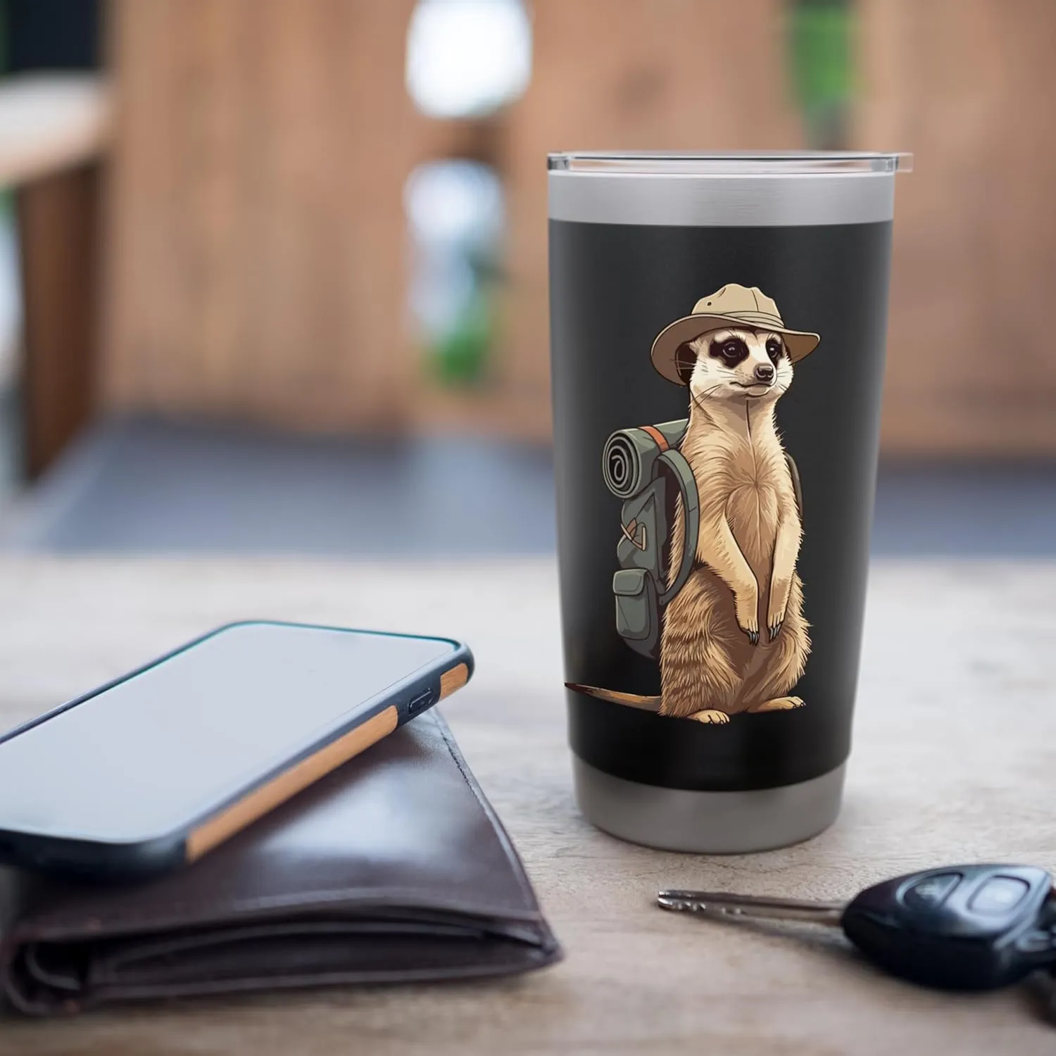 Meerkat Safari Guide Funny Kalahari Desert Camping Stainless Steel Insulated Tumbler