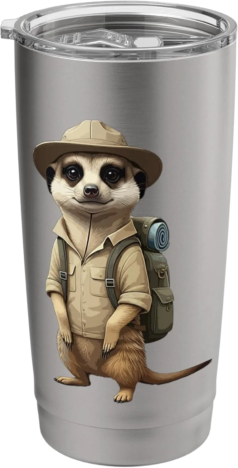 Meerkat Safari Guide Funny Kalahari Desert Camping Stainless Steel Insulated Tumbler