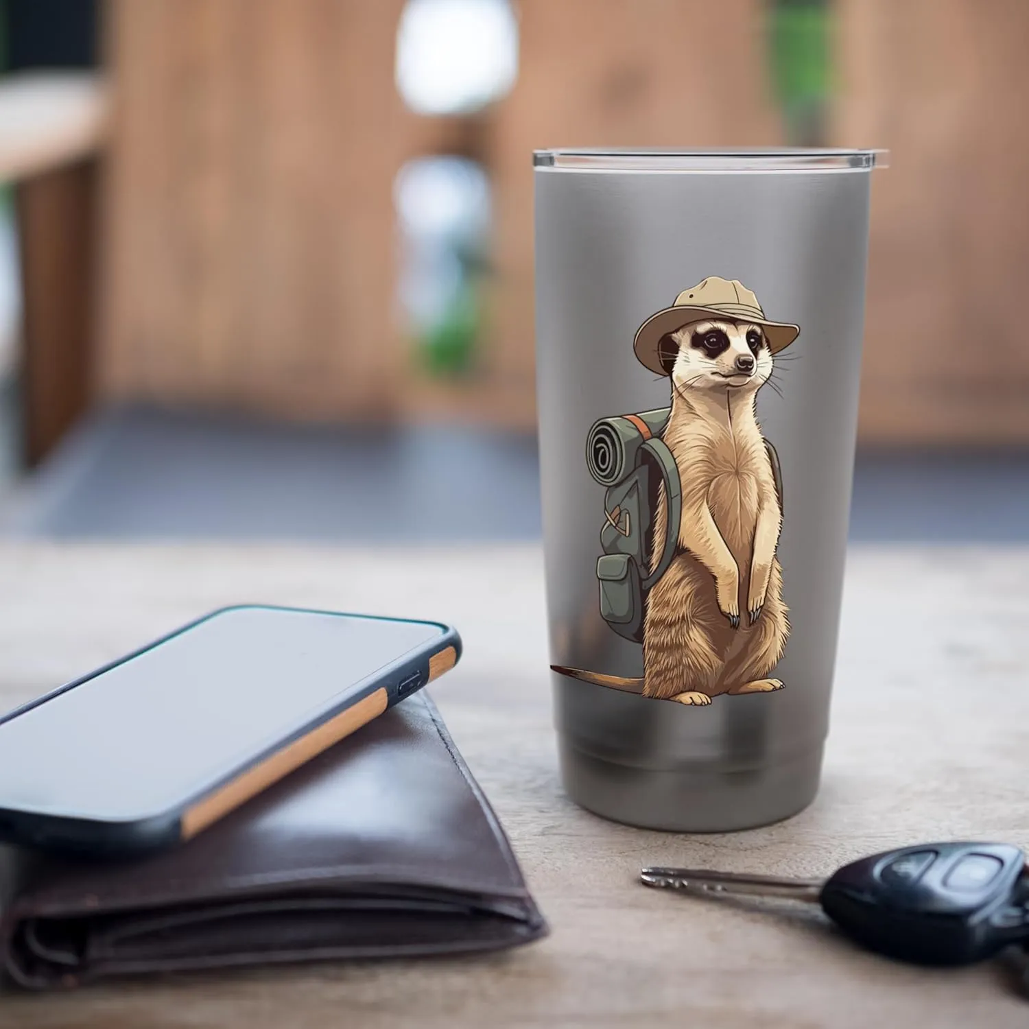 Meerkat Safari Guide Funny Kalahari Desert Camping Stainless Steel Insulated Tumbler