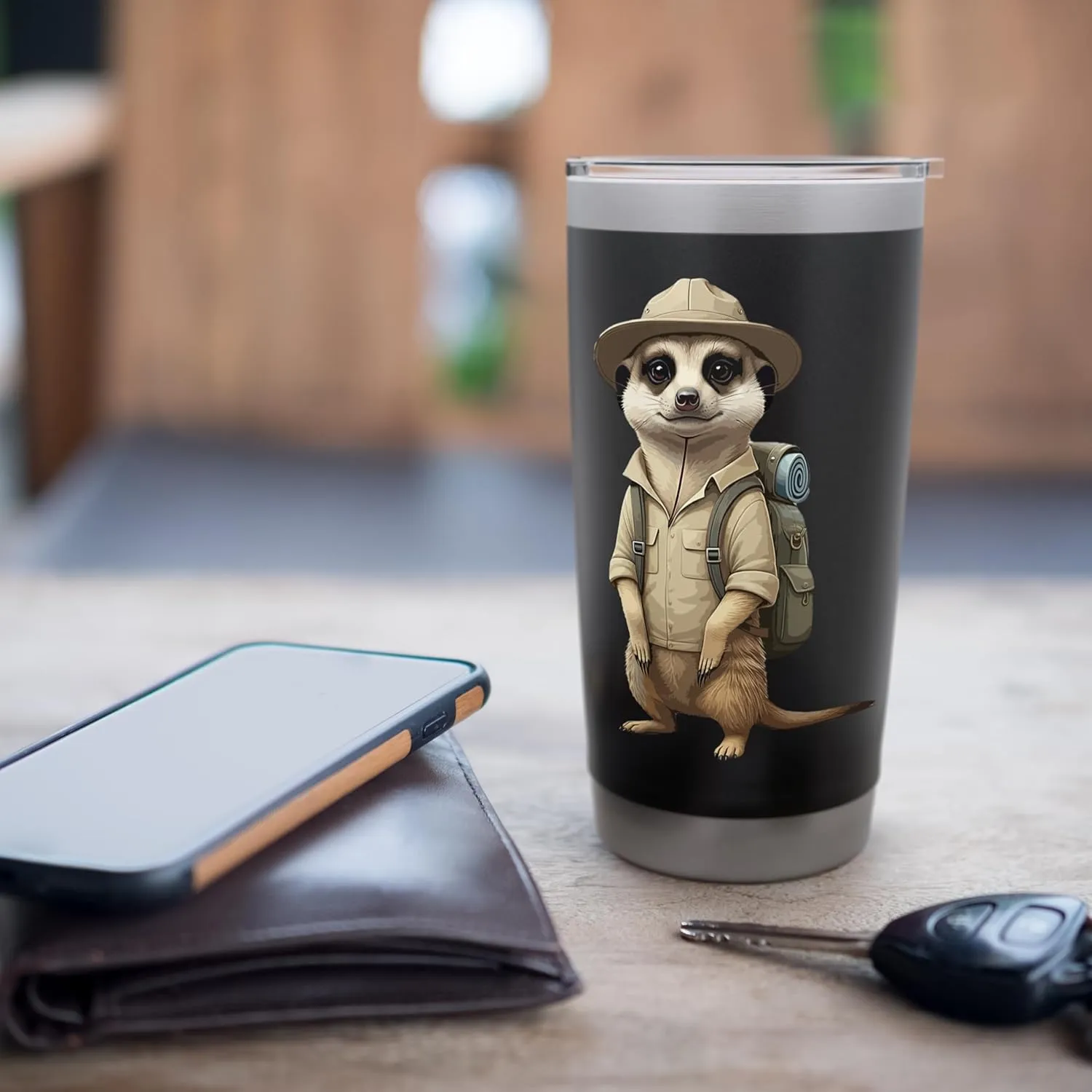 Meerkat Safari Guide Funny Kalahari Desert Camping Stainless Steel Insulated Tumbler