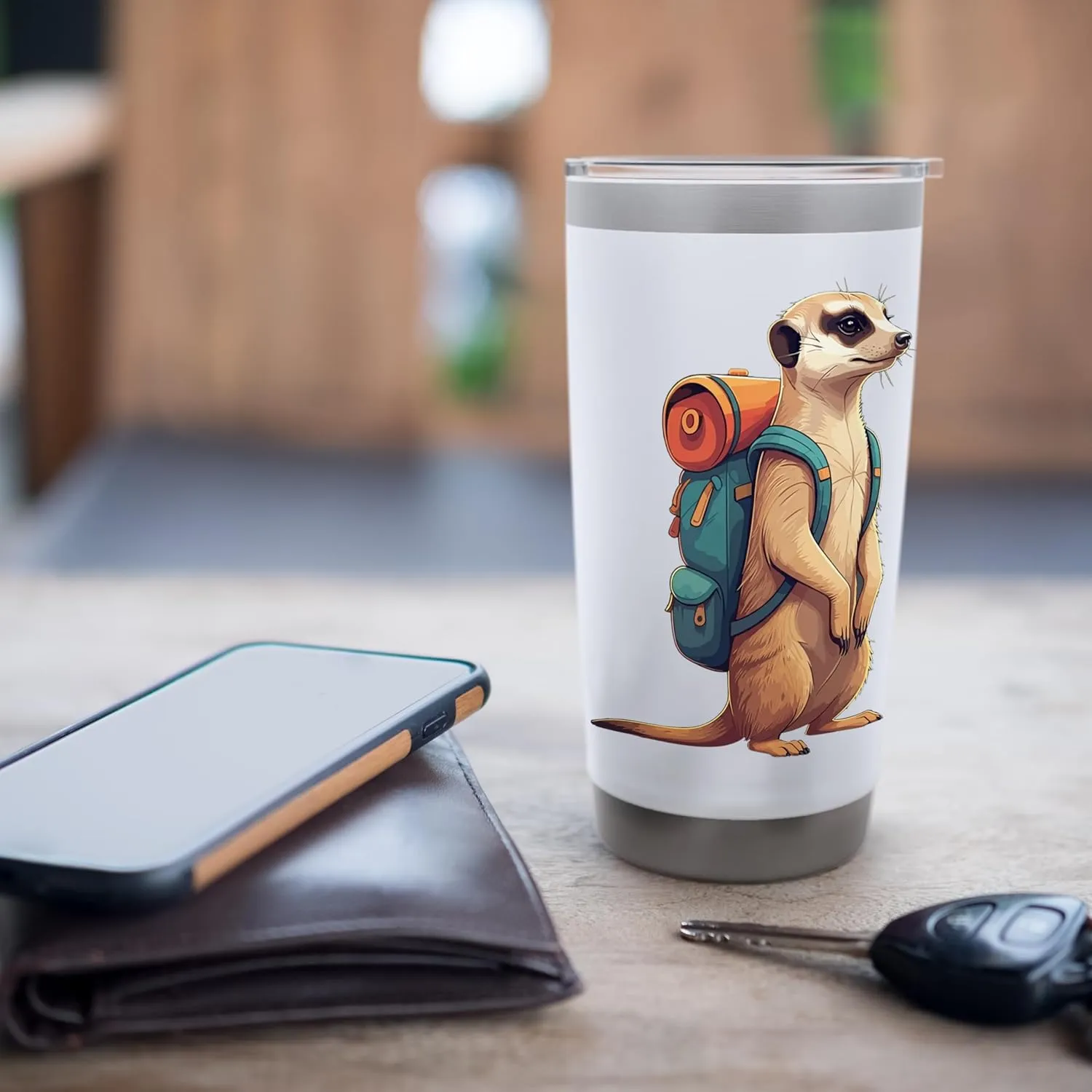 Meerkat Safari Guide Funny Kalahari Desert Camping Stainless Steel Insulated Tumbler