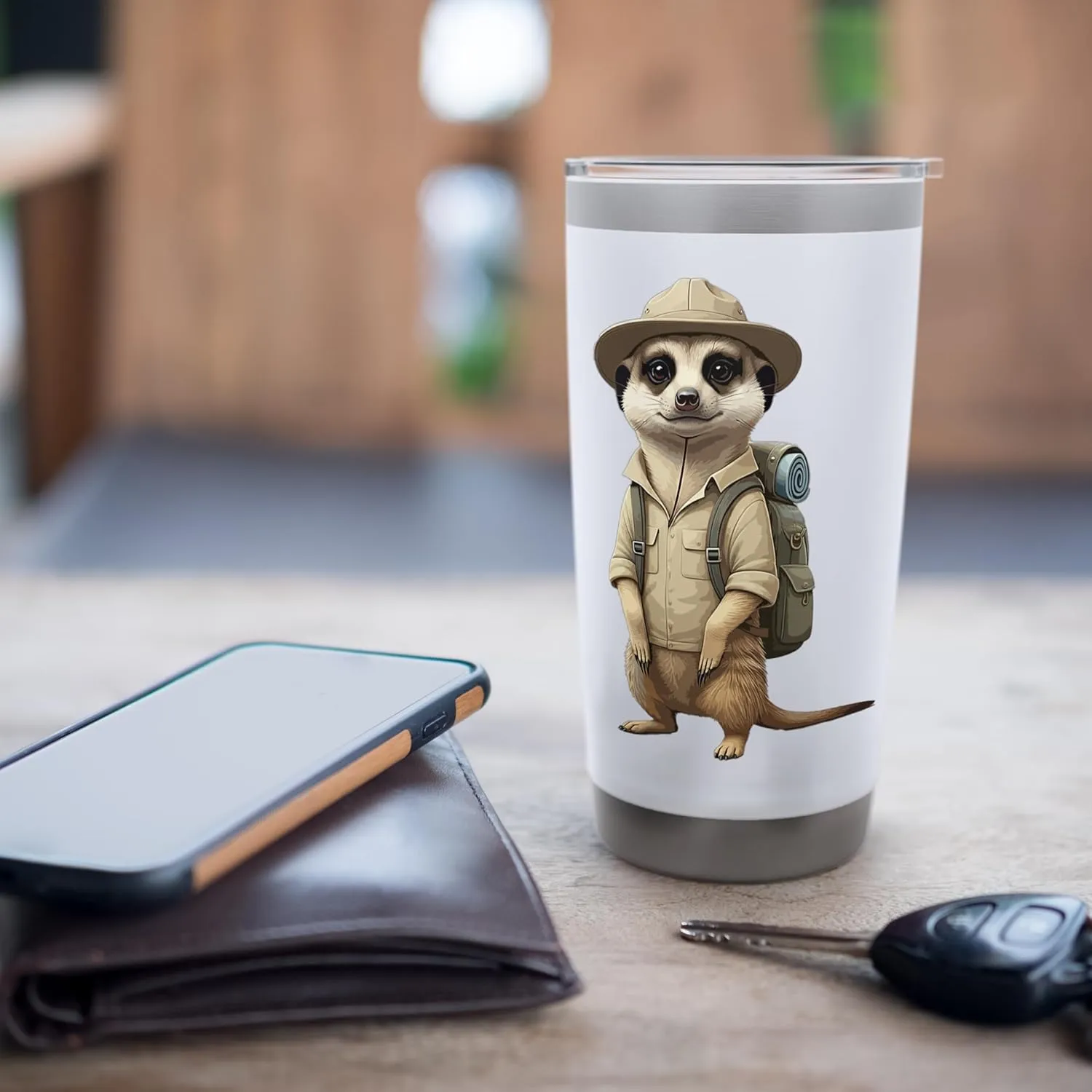 Meerkat Safari Guide Funny Kalahari Desert Camping Stainless Steel Insulated Tumbler