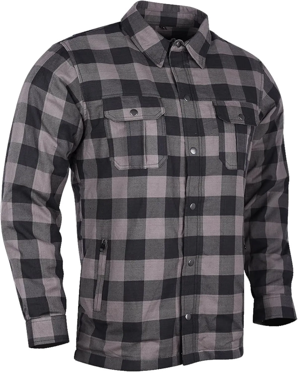 Mens Armored Checkered Flannel Biker Shirt, Multiple Waterproof Storage Pockets CE Approved Armor Reinforced Water Resistant