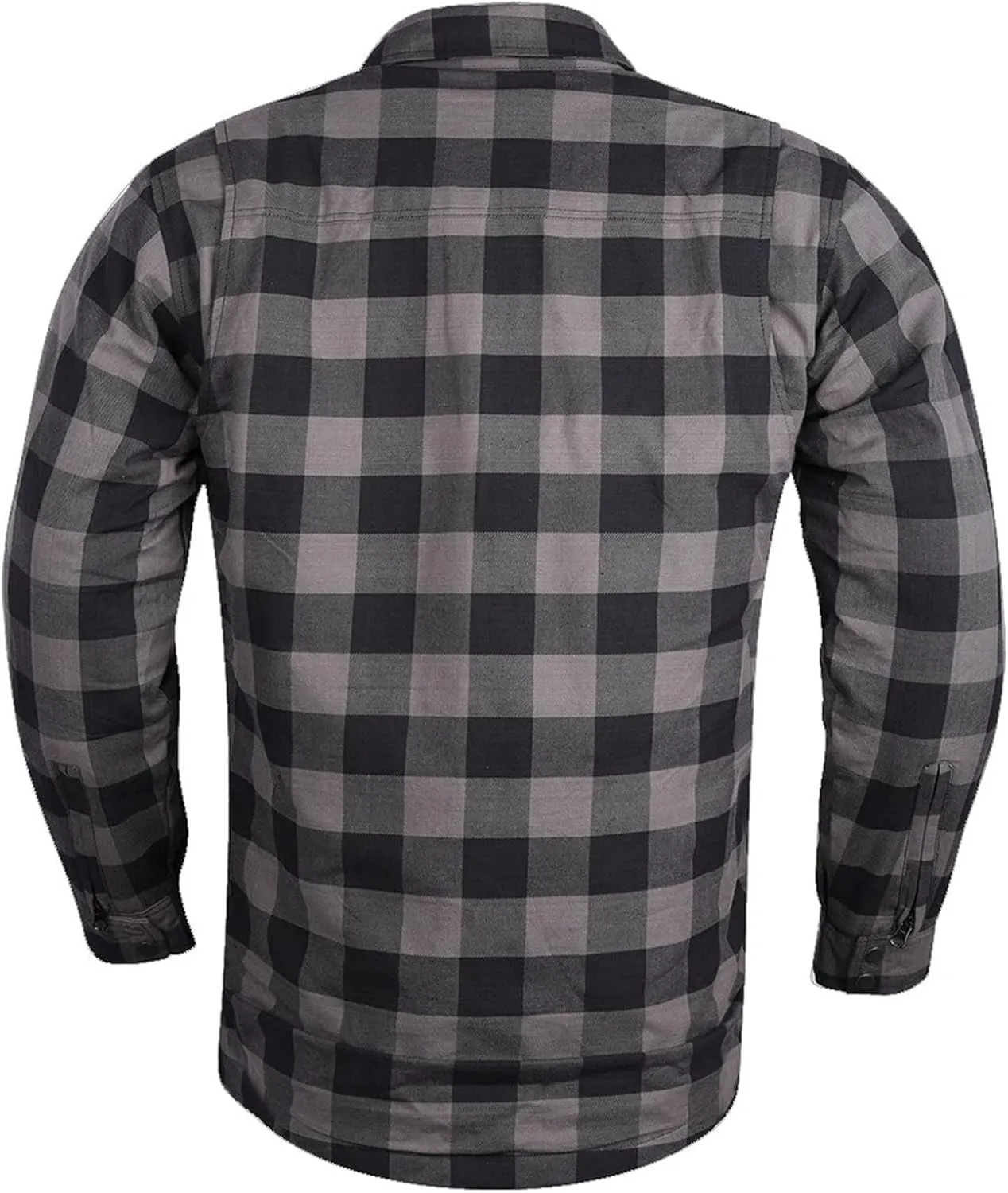Mens Armored Checkered Flannel Biker Shirt, Multiple Waterproof Storage Pockets CE Approved Armor Reinforced Water Resistant