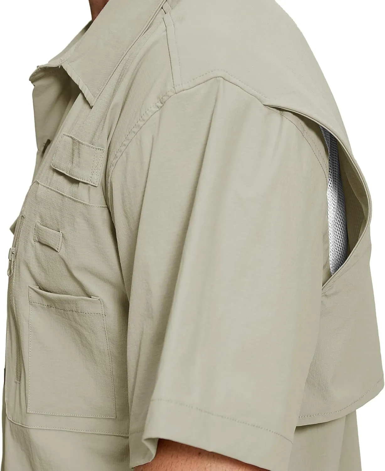 Men's Fishing Shirt Sun Protection Short Sleeve Cooling Button Down Shirts for Hiking Travel
