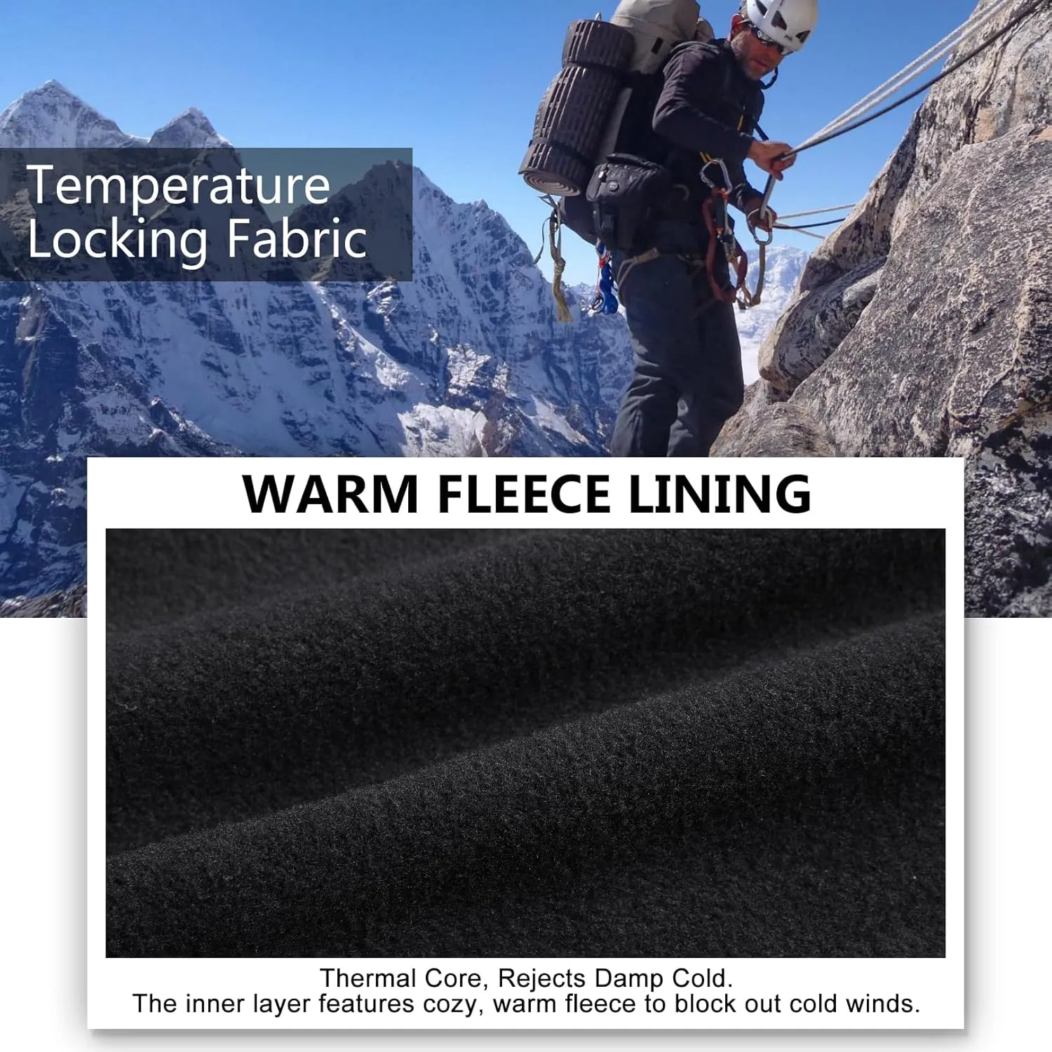Men's hiking Snow Pants Skiing Winter Insulated Fleece lined Outdoor Water Trousers for Camping, Walking, Fishing
