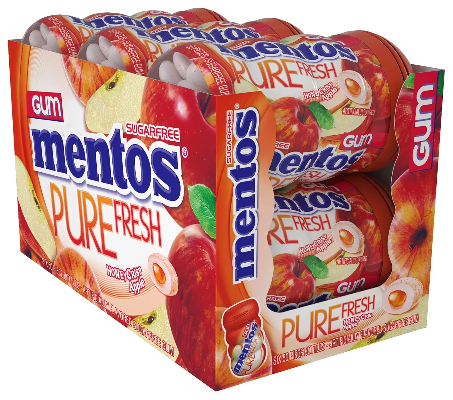 Mentos Sugar-Free Chewing Gum, Tropical, Red Fruit and Lime, Bulk (Pack of 6)   Mentos Pure Fresh Sugar-Free Chewing Gum with Xylitol, Watermelon, Holiday Candy, Bulk (Pack of 6)
