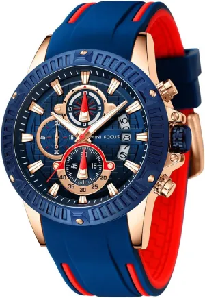 MF MINI FOCUS Mens Watches Military Sports Watch (Chronograph/Waterproof/Luminous/Calendar) Silicon Band Quartz Watch for Men