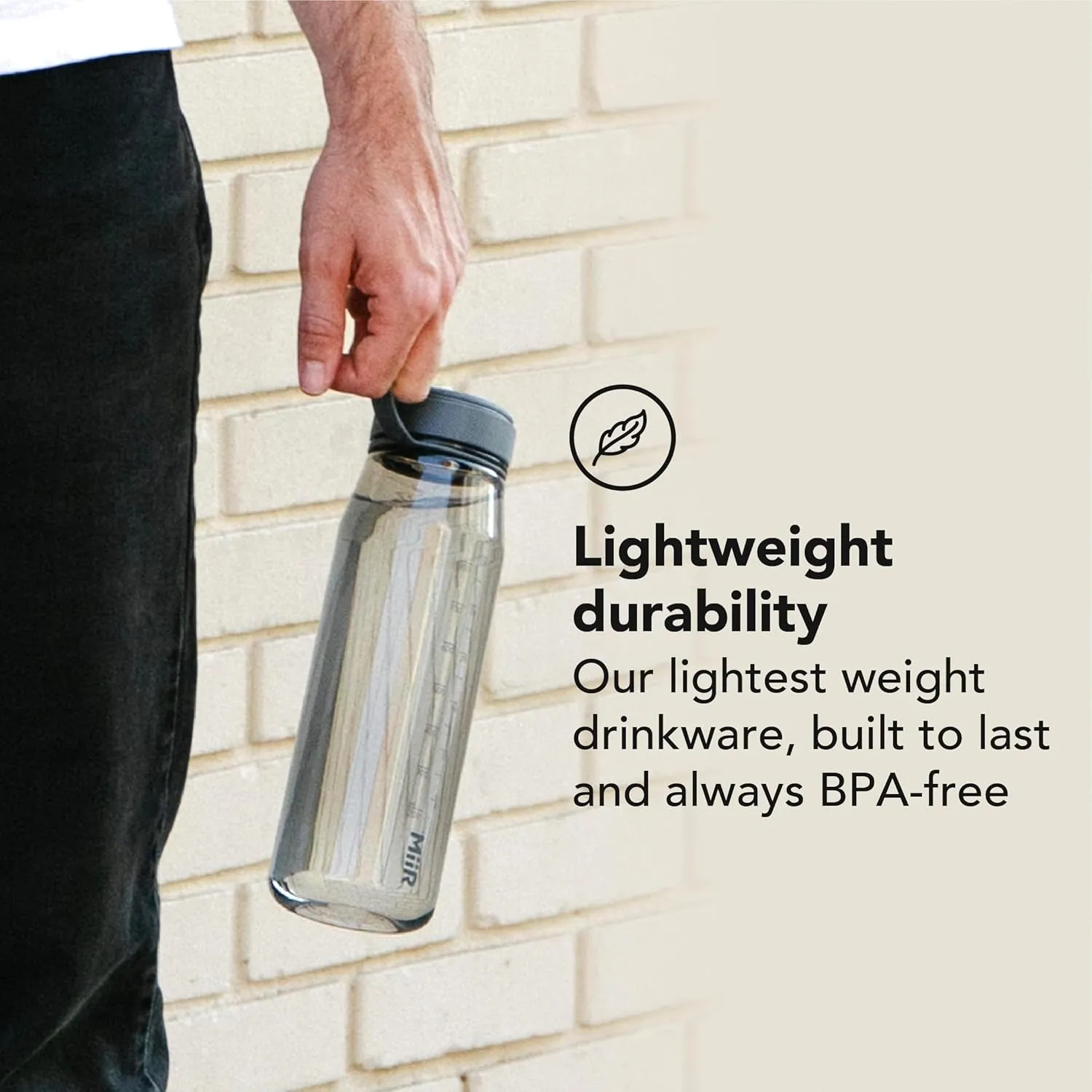 MiiR Everywhere Bottle 33oz - Lightweight and Durable Recycled Plastic Water Bottle, Dishwasher Safe Water Bottle with Silicone Splash Guard for Spill-Free Sipping